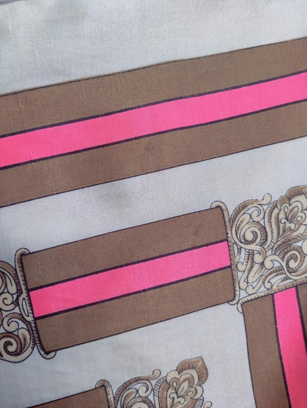 Vintage JCPenney 100% Silk Scarf Square 30x30 Made in Italy Pink Gray Silver
